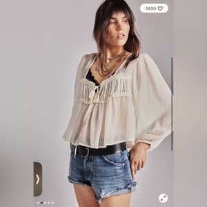 NWT Free People Waverly Blouse size large ivory dreamer girl flowy